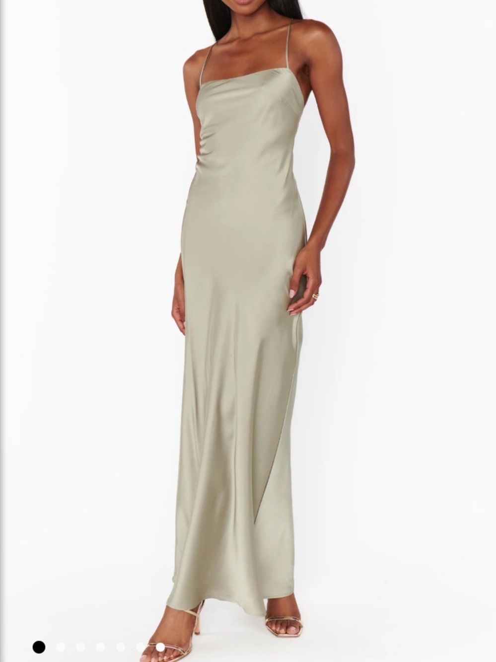 Show Me Your MuMu Taupe Satin Slip Maxi Dress